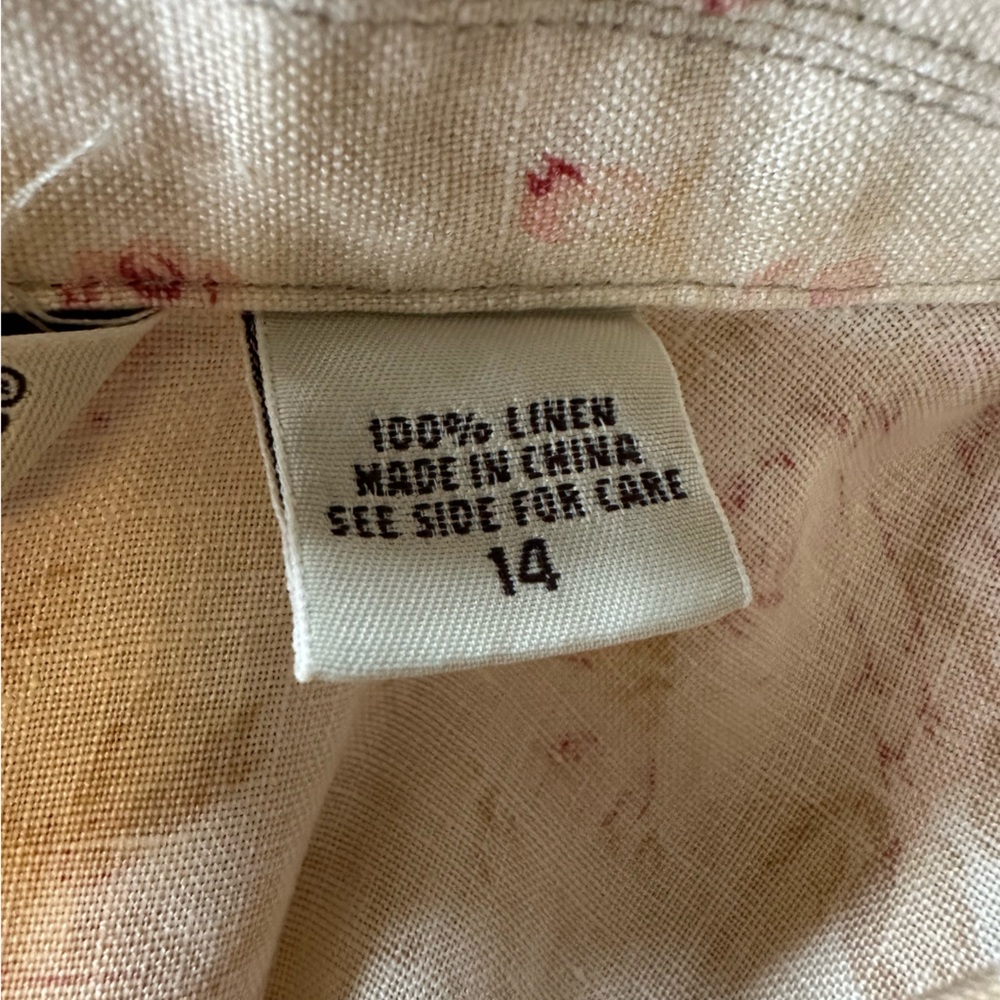 Vtg Eddie Bauer Linen Floral Button Down Maxi Dress Cottage Prairie Sz 14 - Picture 6 of 11